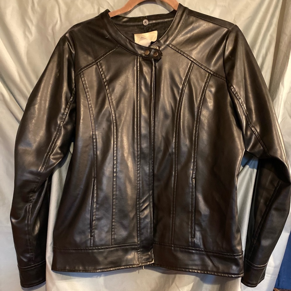 Faux leather racing jacket